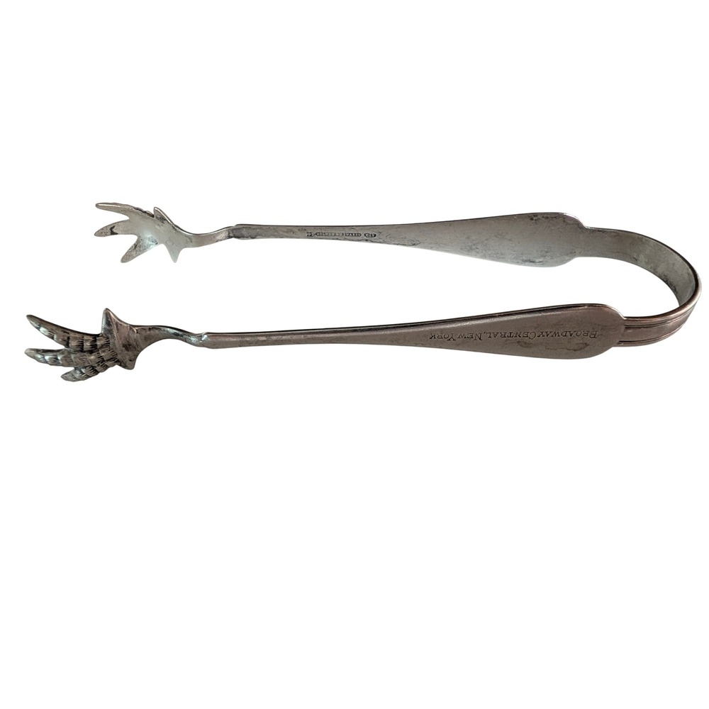 Holmes & Edwards Broadway Central New York Silver Plate Bird Claw Ice Tongs